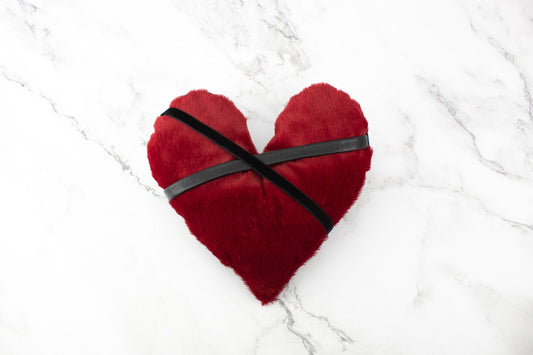 Red Faux Fur Heart Pillow