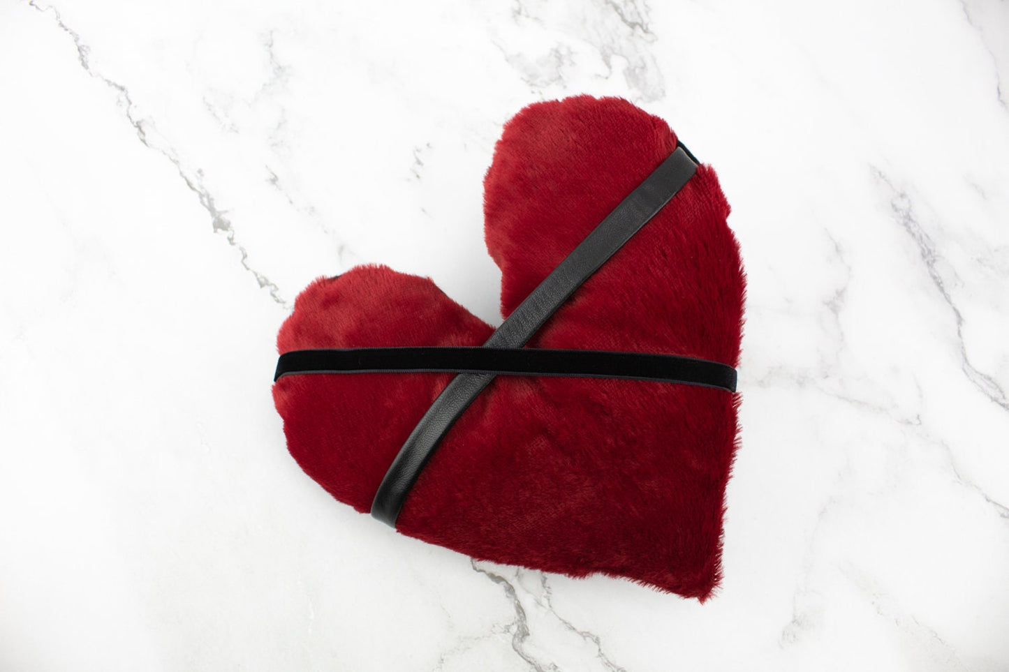 Red Faux Fur Heart Pillow