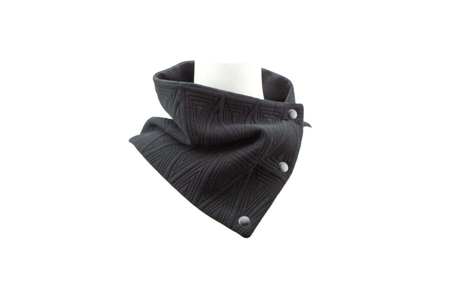 Black Quilted Triangles Snap Scarflette Cowl
