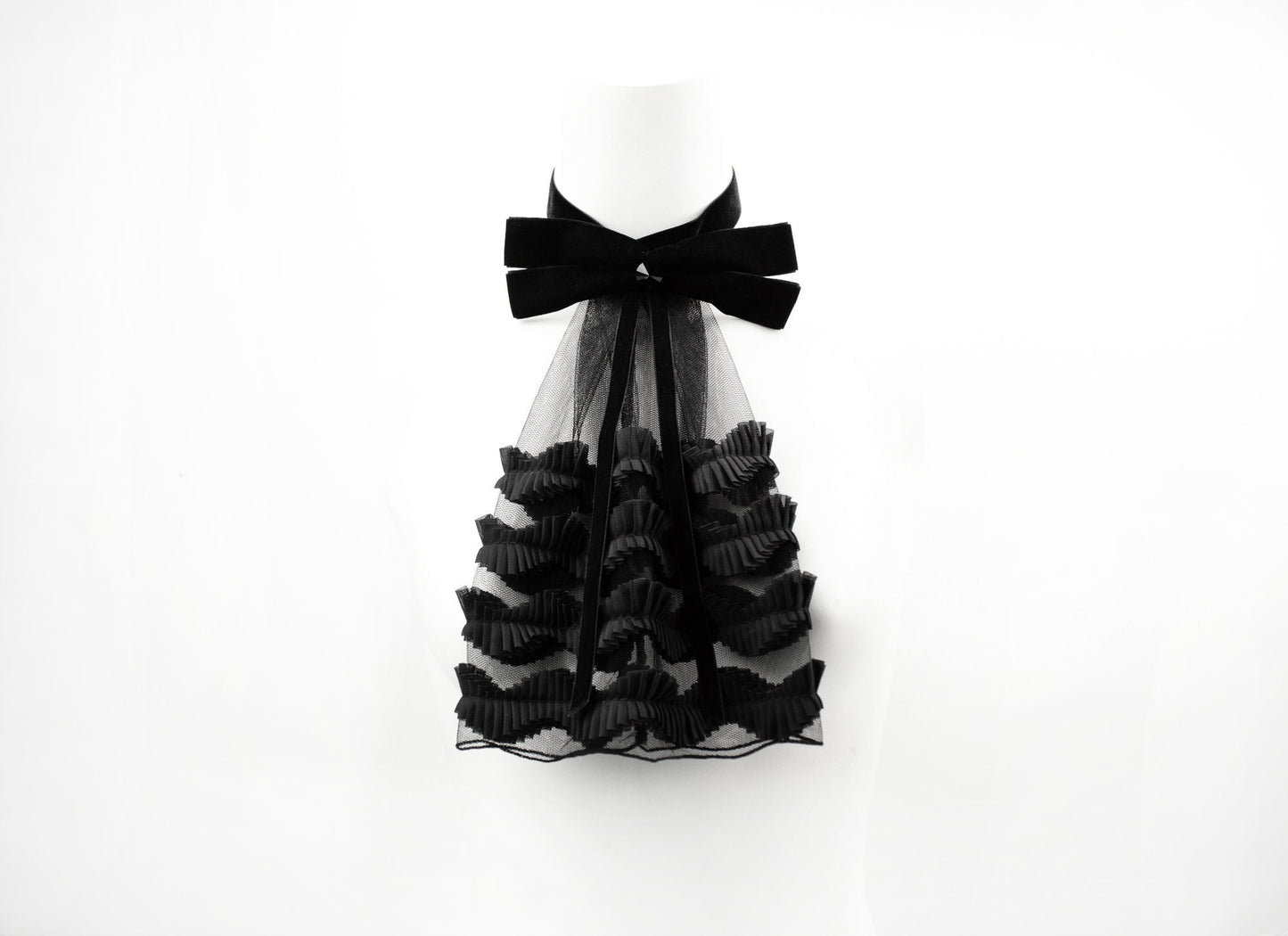 Black Velvet Bowtie Style Jabot Neck Piece