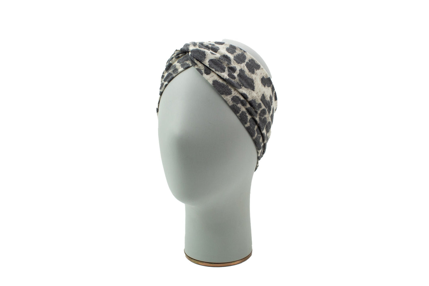 Beige Leopard Print Knit Headband