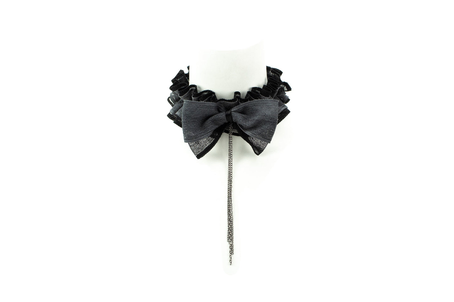 Black and Gray Netting Neck Ruff Choker