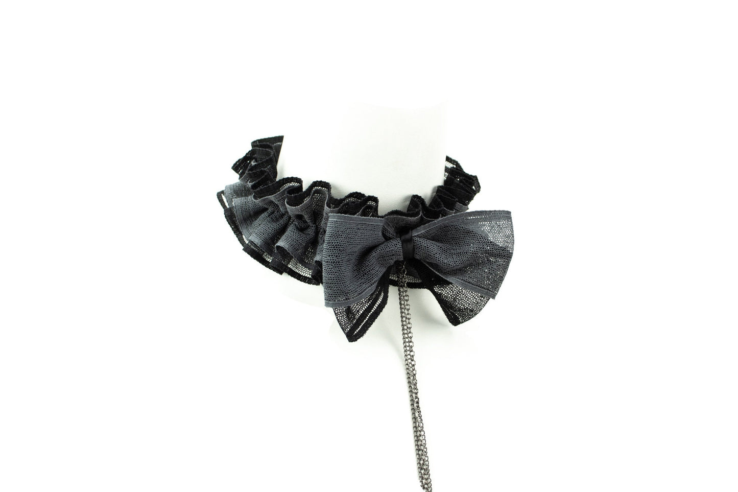 Black and Gray Netting Neck Ruff Choker