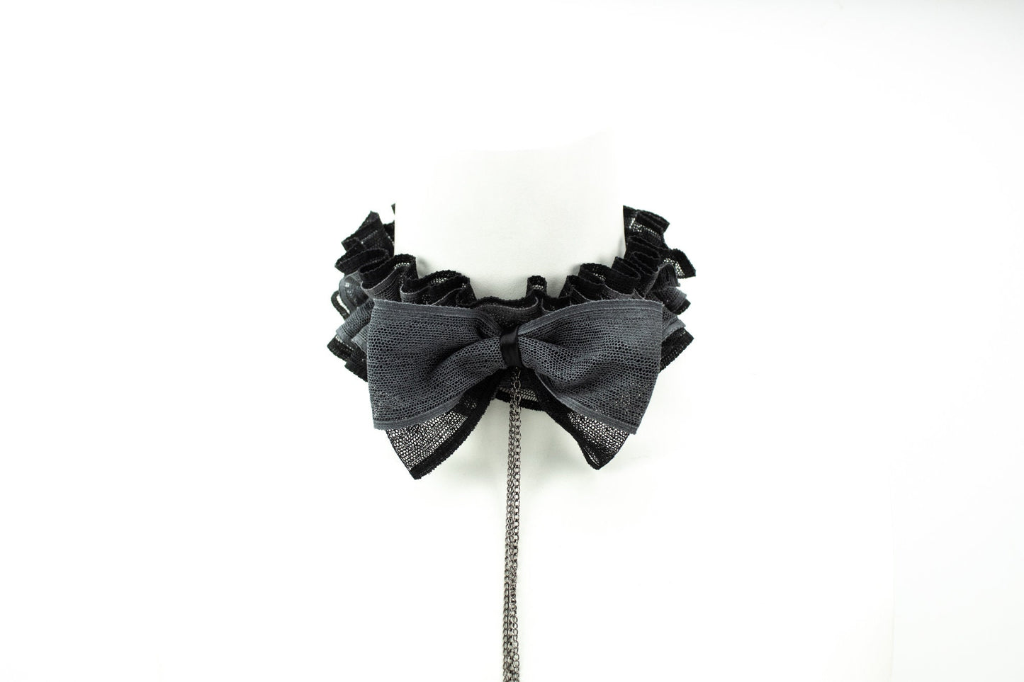 Black and Gray Netting Neck Ruff Choker