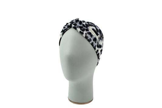 Black and Cream Leopard Print Knit Headband