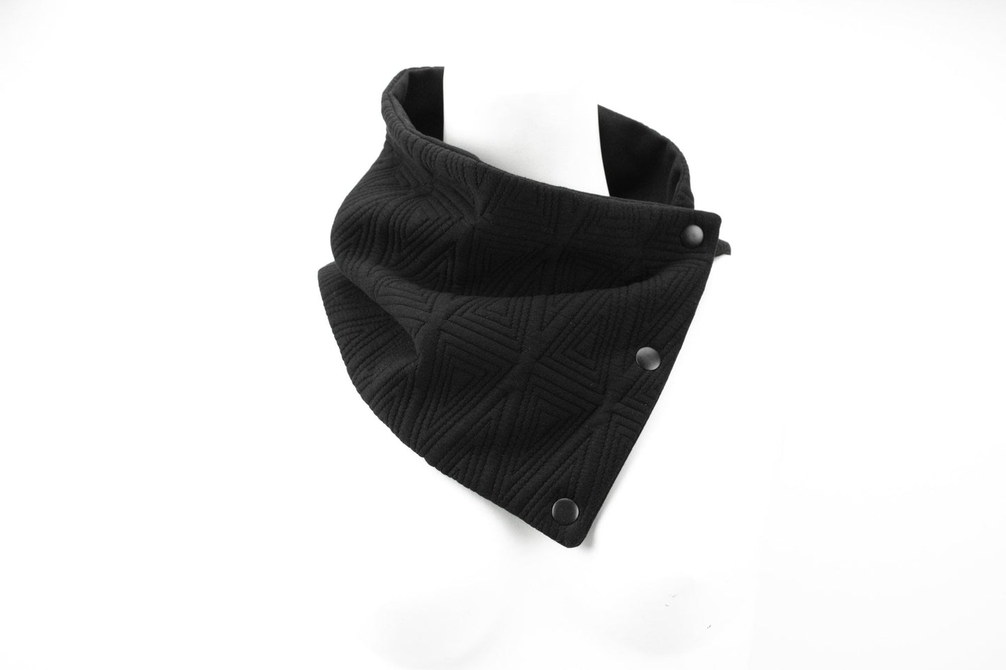 Black Quilted Triangles Snap Scarflette Cowl