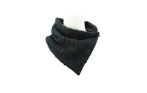 Prussian Blue Wool Boucle Snap Scarflette Cowl