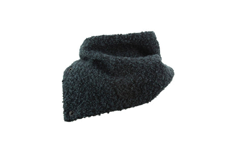 Prussian Blue Wool Boucle Snap Scarflette Cowl