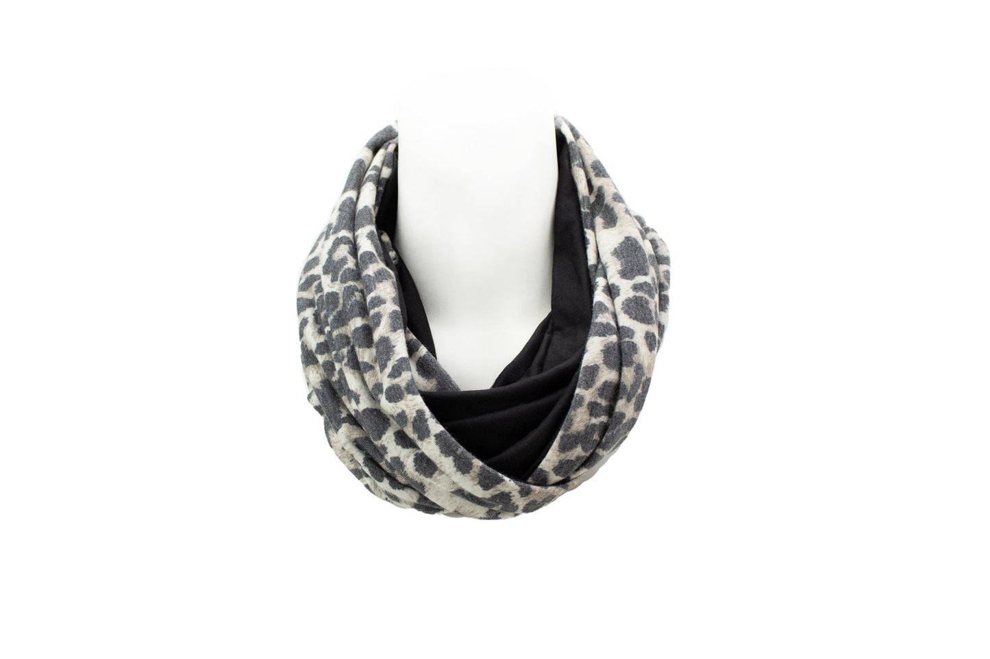 Leopard Print Knit Jersey Infinity Scarf