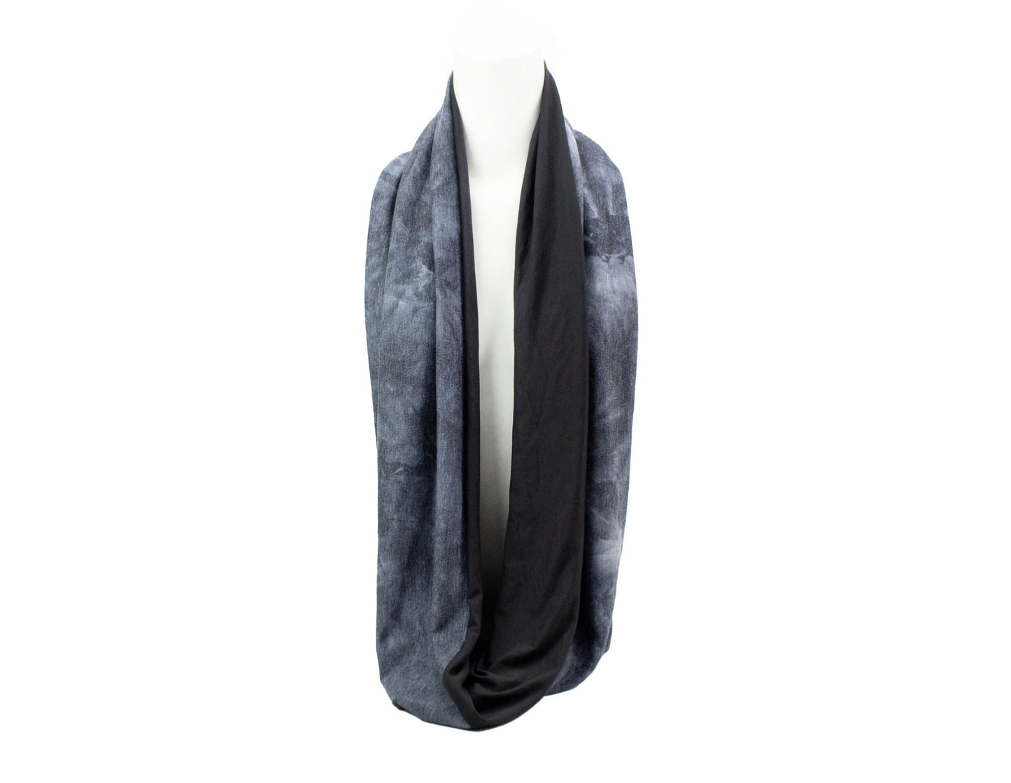 Blue Gray Tie Dye Knit Infinity Scarf