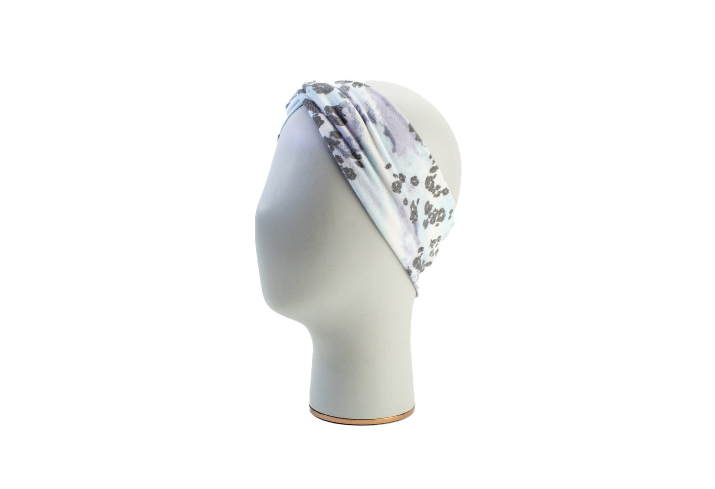 Blue Lavender and White Leopard Print Knit Headband