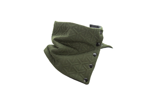 Olive Green Quilted Snap Scarflette Cowl