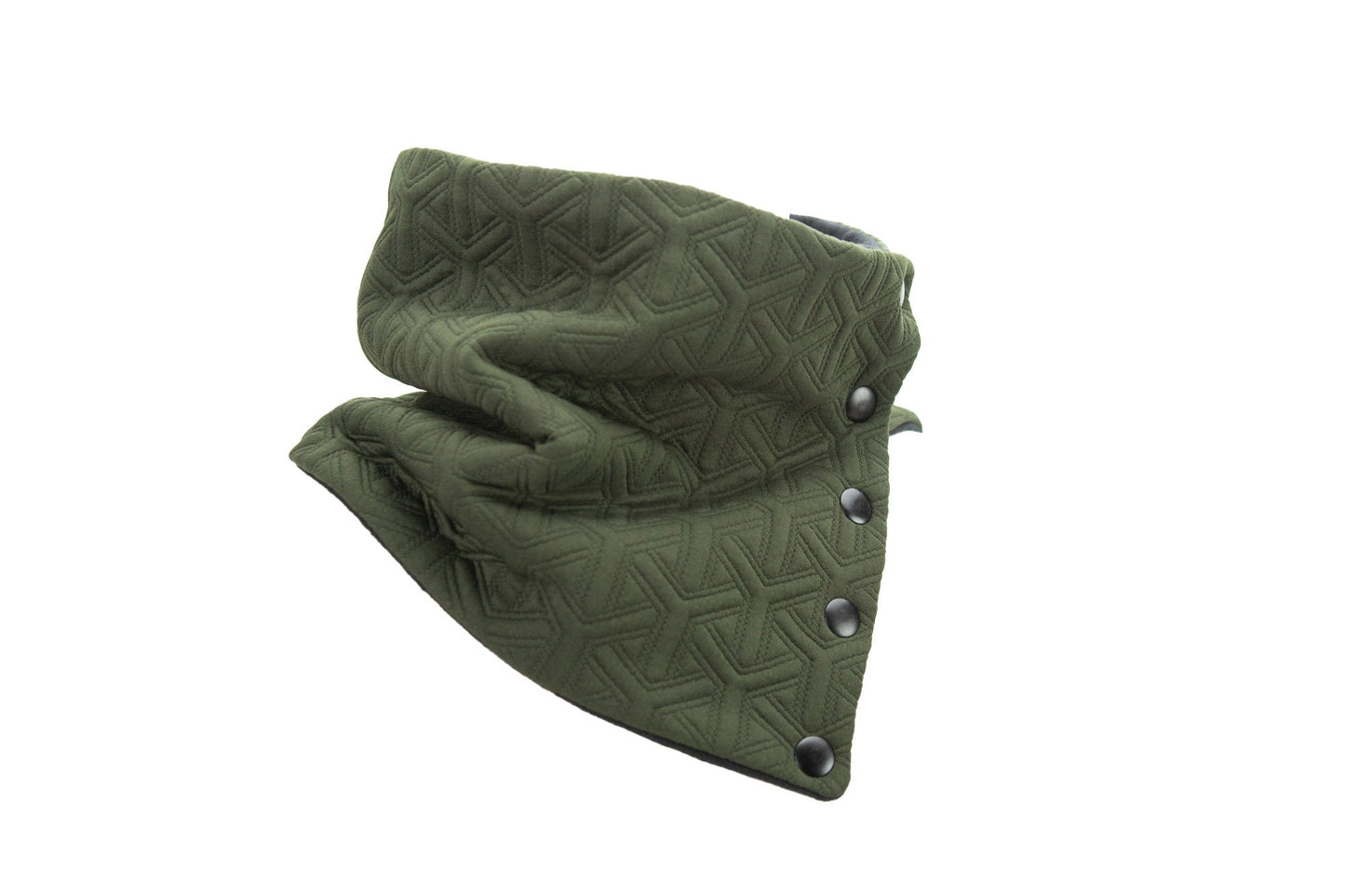 Olive Green Quilted Snap Scarflette Cowl