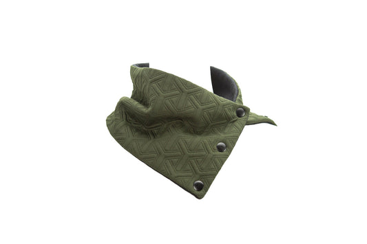 Olive Green Quilted Knit Mini Snap Scarflette Cowl