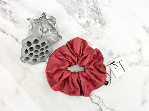 Red Faux Leather Extra Large Hair Scrunchie