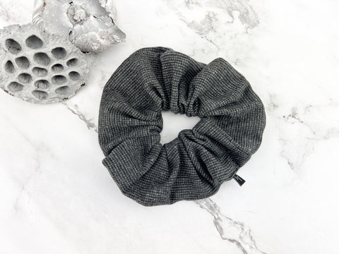 Gray and Silver Pinstripe Sweater Knit Extra Large Hair Scrunchie