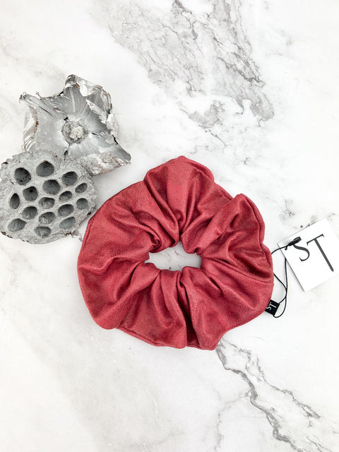 Red Faux Leather Extra Large Hair Scrunchie