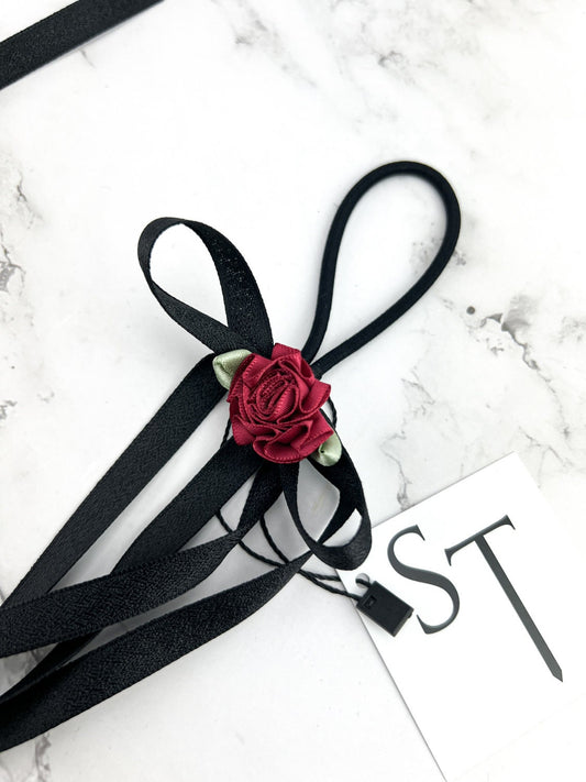 Mini Red Floral Hair Tie HCL00078